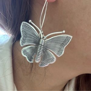 Sterling silver earrings, butterfly shaped, unique and generous, from Mongolia